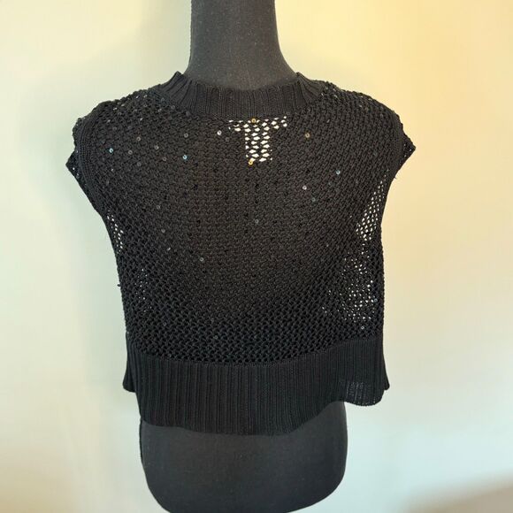 White House Black Market Women's Black Sequins Shrug Size Medium - Picture 4 of 6